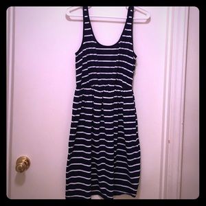Fit and flare Sleeveless navy/white dress